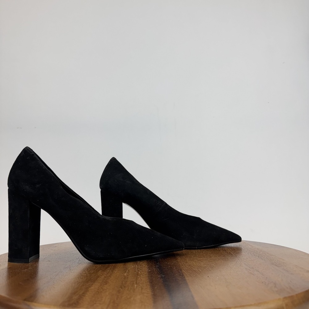Womens Jeffrey Campbell Potent Black Suede Pointed Toe High Heel Pumps Size 7.5